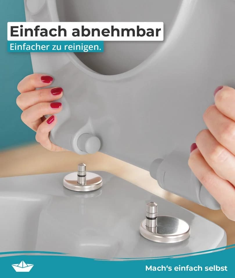 Calmwaters WC-Sitz Original Absenkautomatik Grau Duroplast - Bild 4