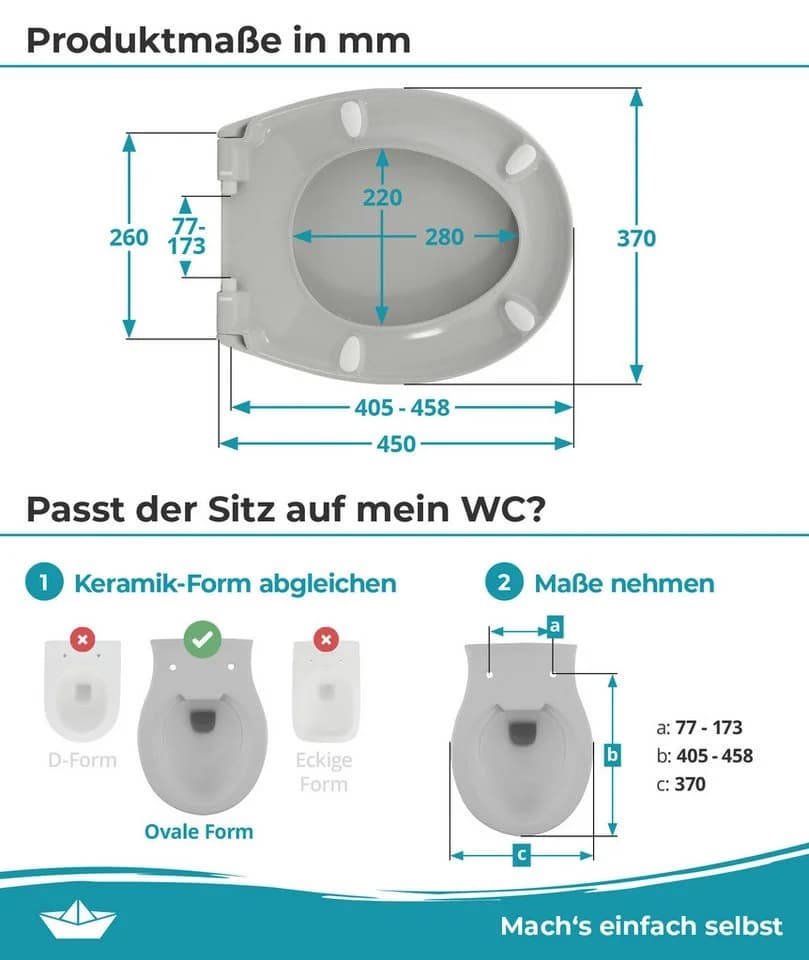 Calmwaters WC-Sitz Original Absenkautomatik Grau Duroplast - Bild 5