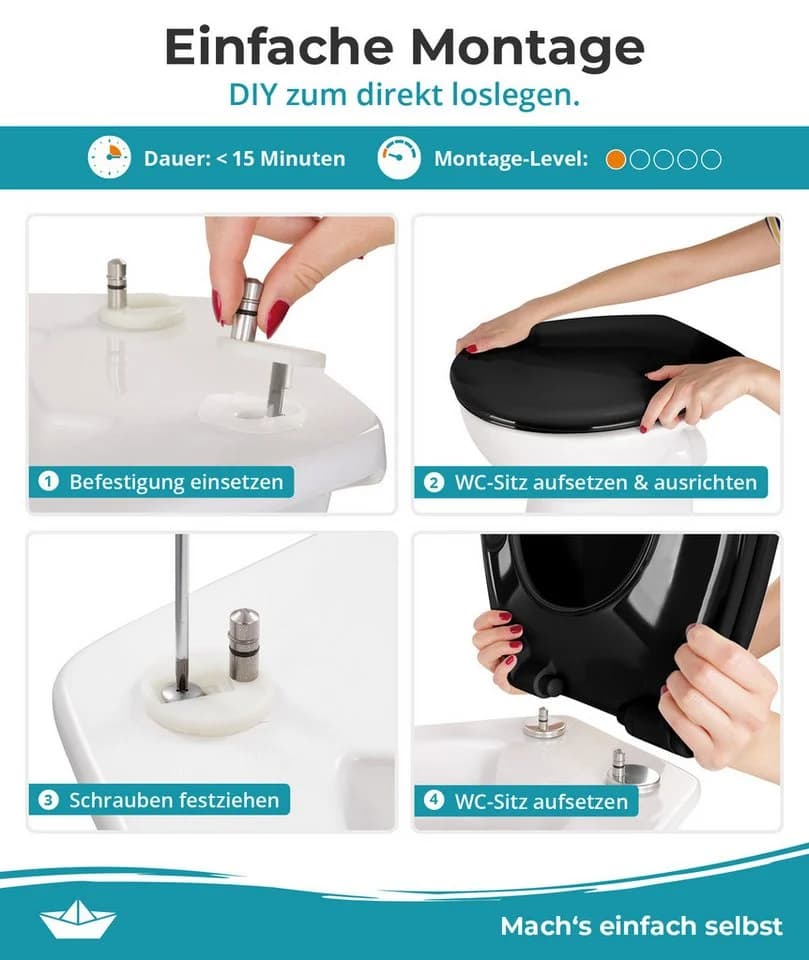 Calmwaters WC-Sitz Original Schwarz mit Absenkautomatik