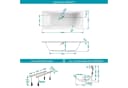 Calmwaters Badewanne Modern Curved, Duowanne, Acryl, Wannenfuß, Ablaufgarnitur Bild 5