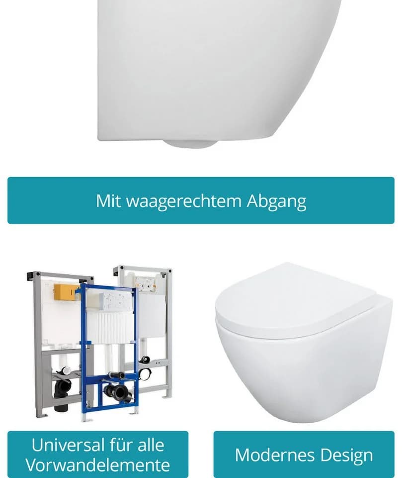 Calmwaters Tiefspül-WC spülrandlos wandhängend 45 cm Absenkautomatik Duroplast - Bild 3
