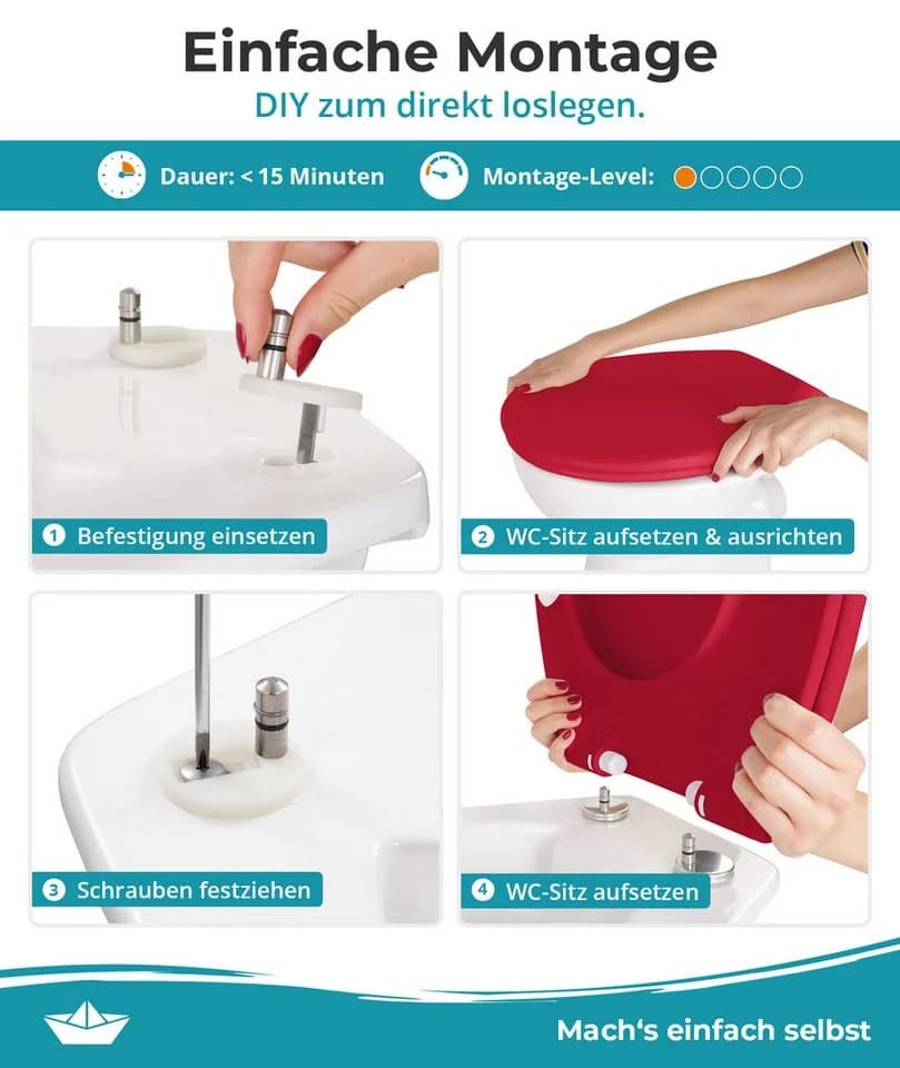 Calmwaters WC-Sitz Original Rot mit Absenkautomatik - Bild 1