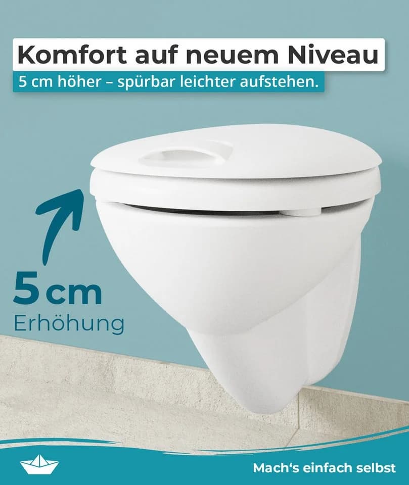 Calmwaters WC-Sitz Erhöht 5cm Weiß Antibakteriell Absenkautomatik - Bild 3