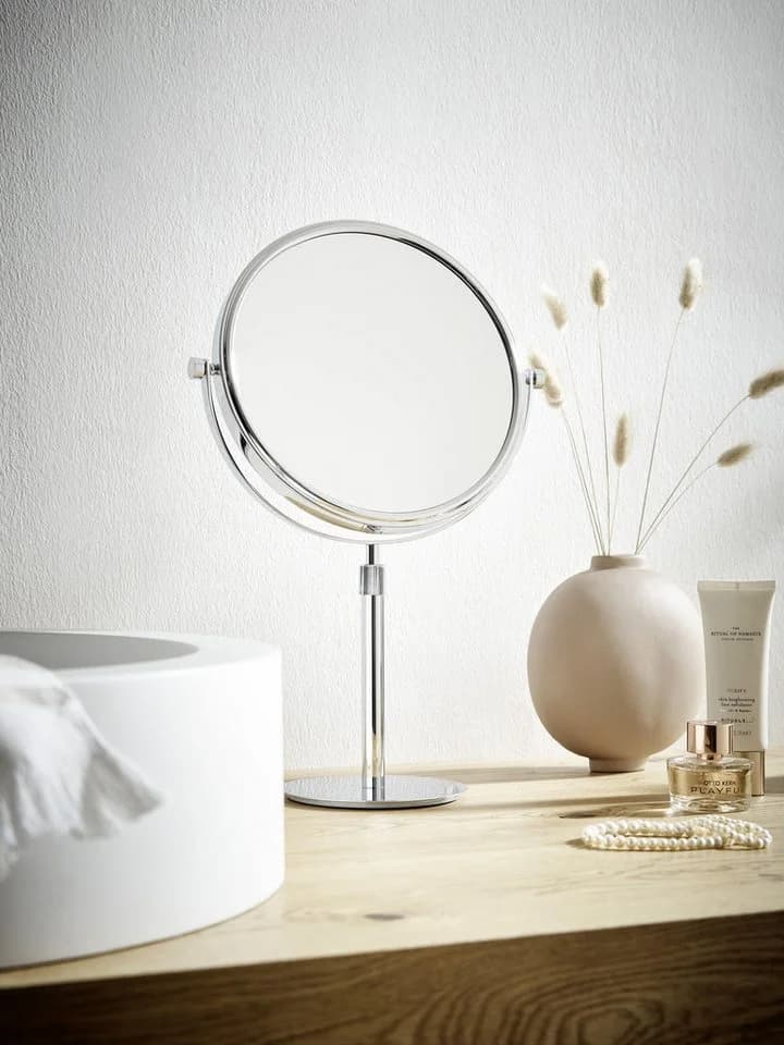 Calmwaters Kosmetikspiegel Standspiegel Chrom 3/1-fach Vergrößerung Rund