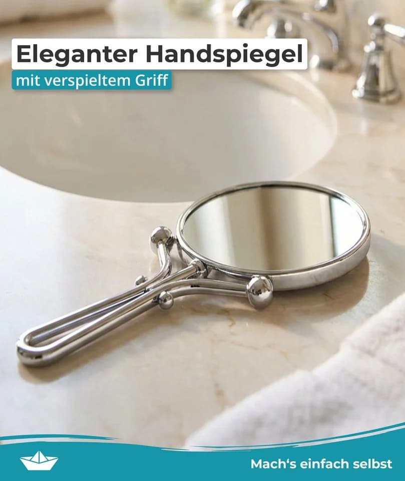 Calmwaters Kosmetikspiegel Handspiegel Chrom 5/1-fach Vergrößerung Rund
