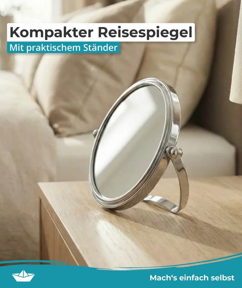 Calmwaters Reisespiegel Chrom 5/1-fach Vergrößerung rund Ø139 mm