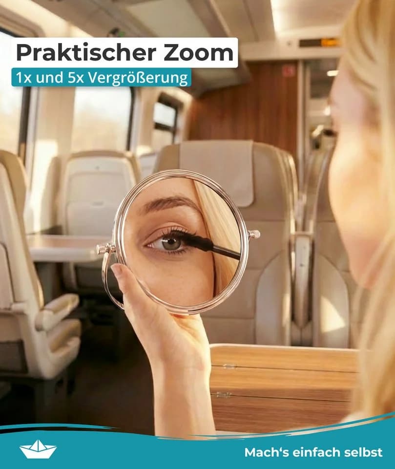 Calmwaters Reisespiegel Chrom 5/1-fach Vergrößerung rund Ø139 mm - Bild 3