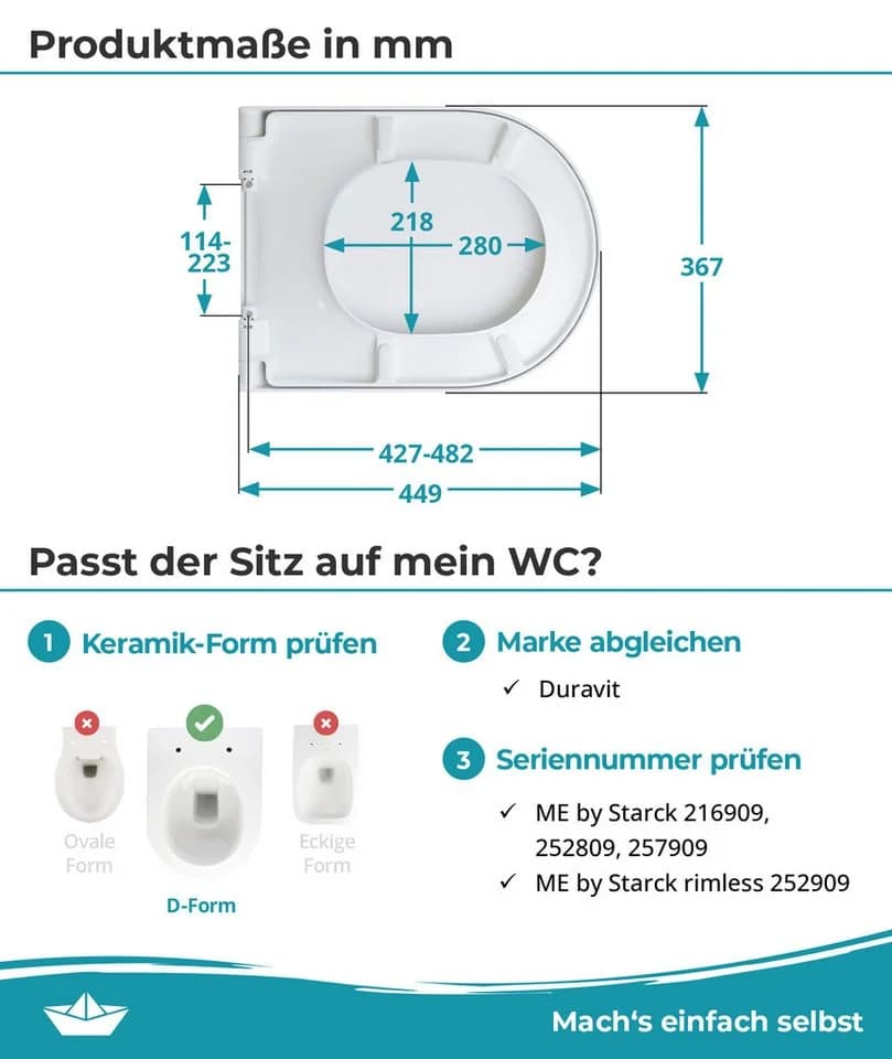 Calmwaters WC-Sitz für Duravit ME by Starck Weiß mit Absenkautomatik - Bild 4