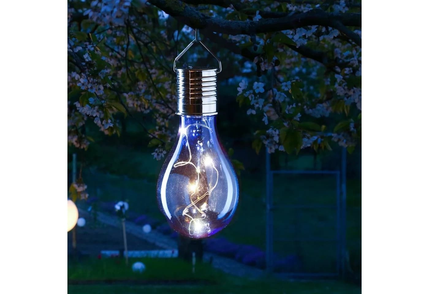 MARELIDA LED Solarleuchte Glühbirne hängend blau warmweiß - Bild 3