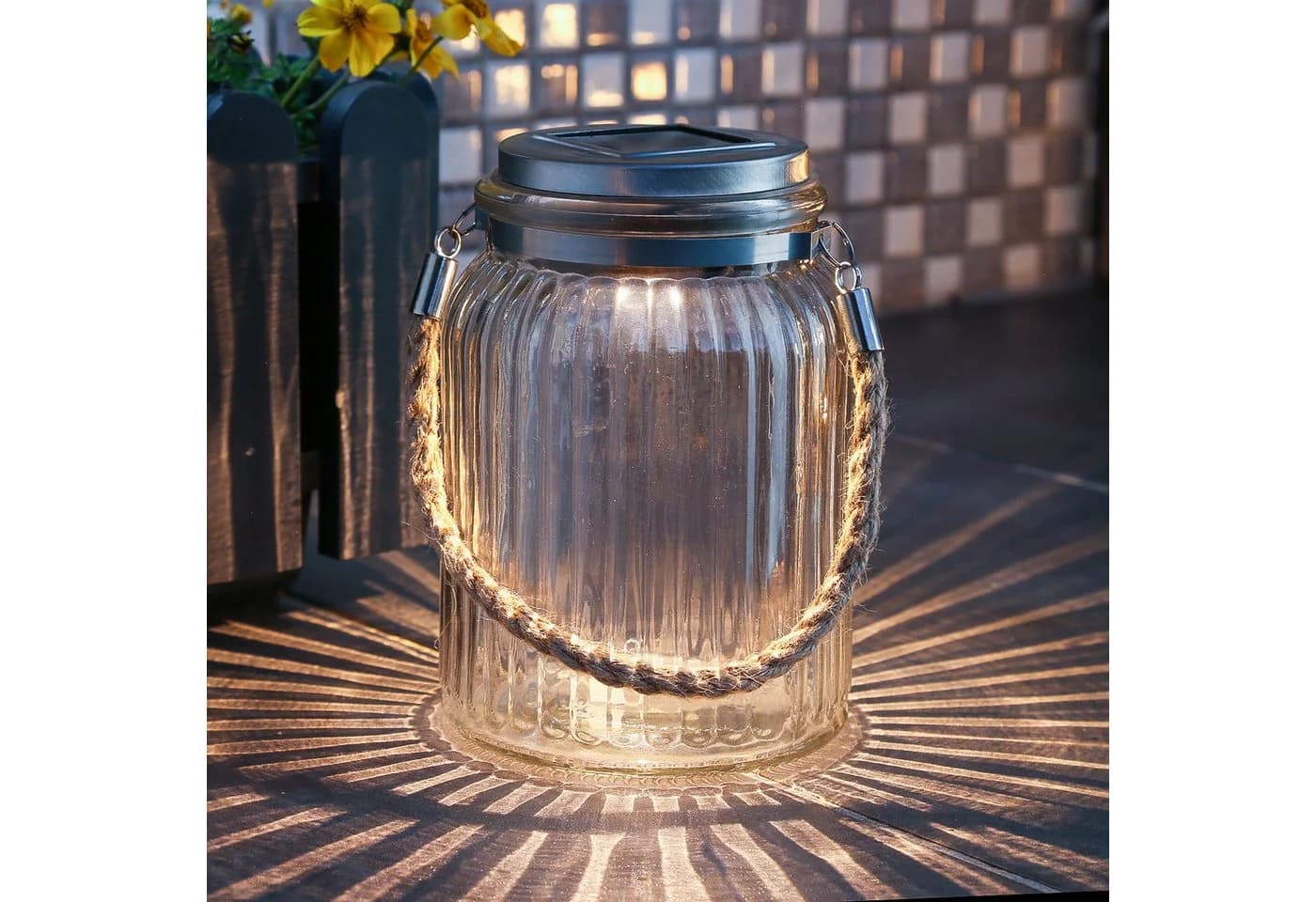 MARELIDA LED Windlicht Solar Glas Warmweiß - Bild 4