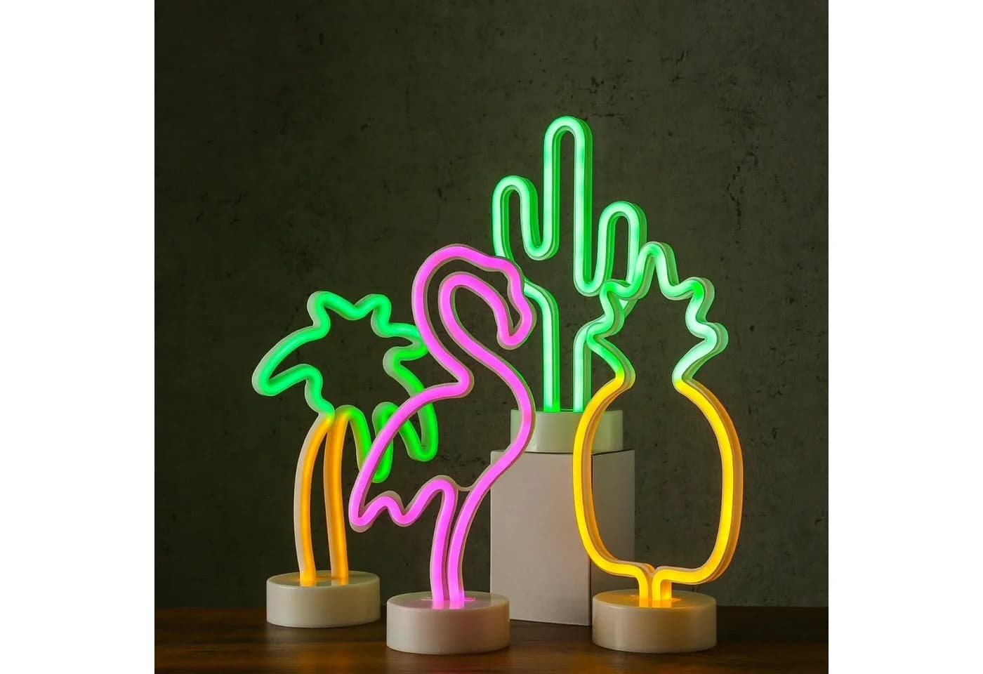 MARELIDA LED Neonlampe Ananas Silhouette Dekoleuchte Gelb/Grün