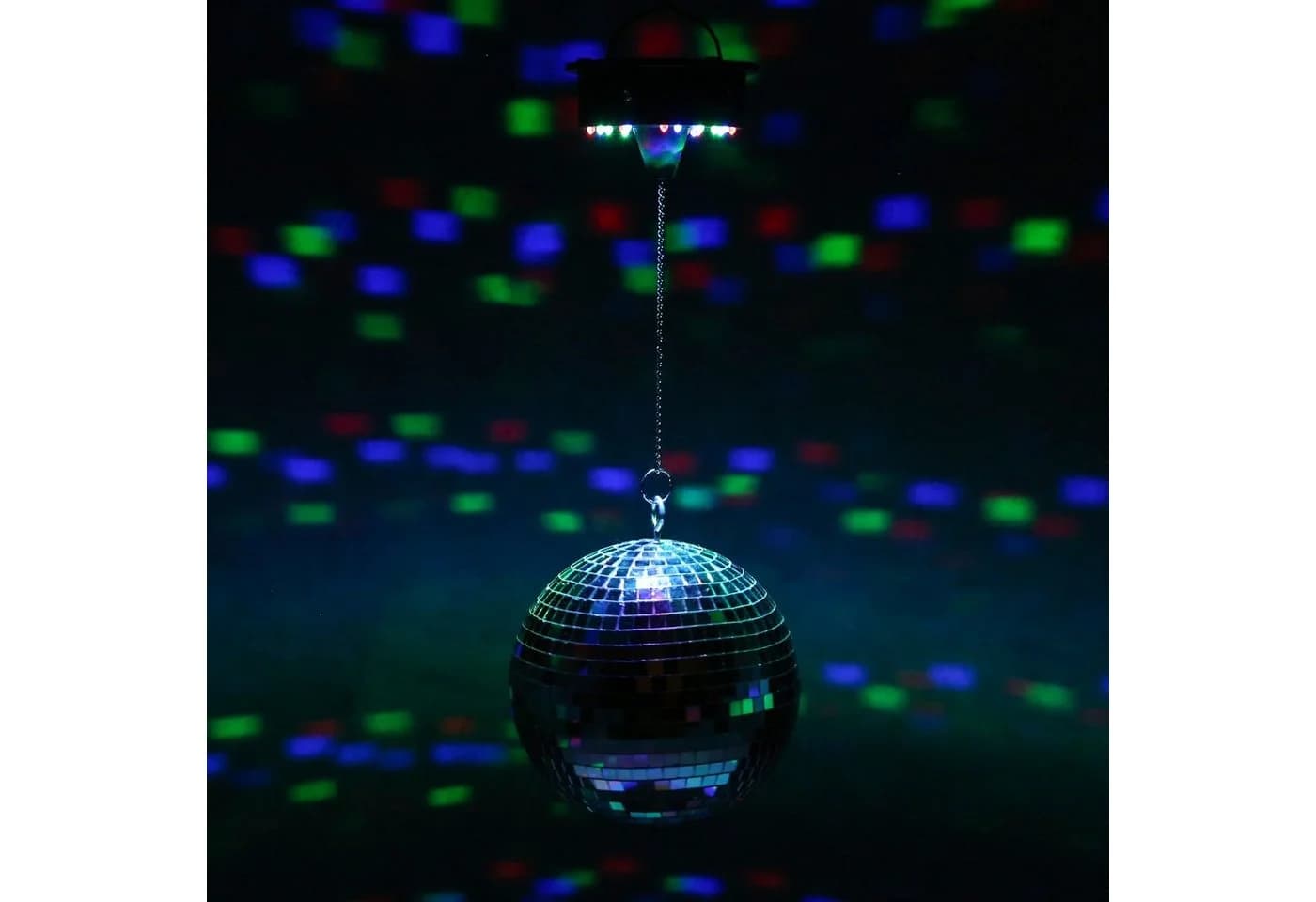 SATISFIRE Discolicht Spiegelkugel Motor Schwarz LED Batteriebetrieb