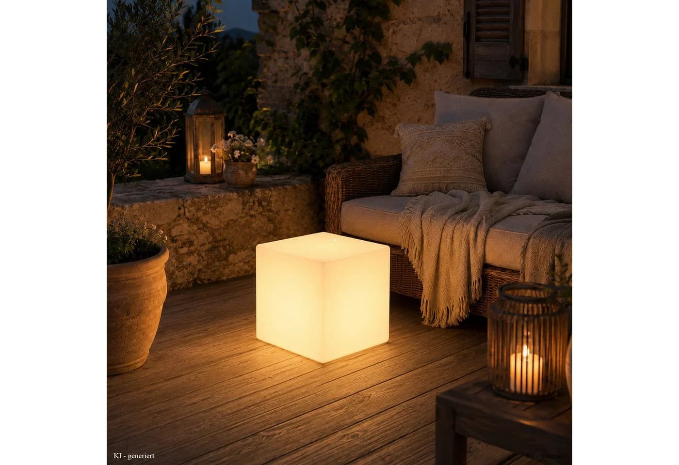 SATISFIRE LED Würfel 40x40cm Beistelltisch weiß E27 warmweiß - Bild 2