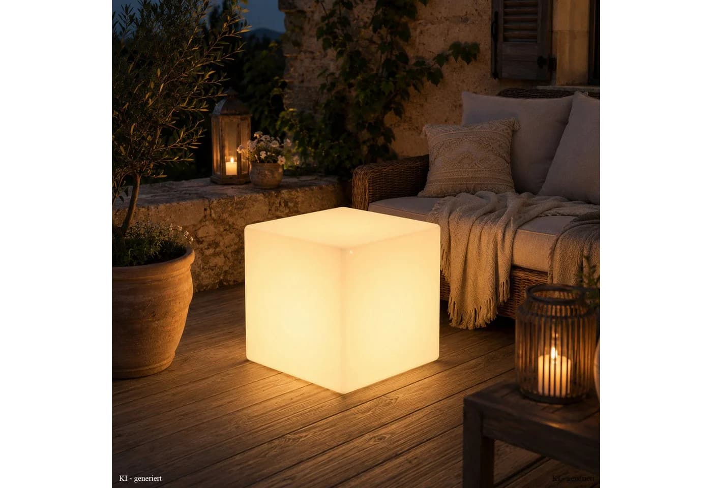 SATISFIRE LED Leuchtwürfel 50x50cm Beistelltisch warmweiß Kunststoff - Bild 2