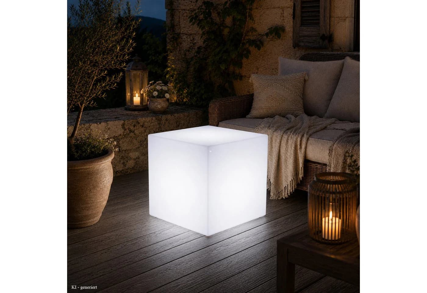 SATISFIRE LED Leuchtwürfel 50x50cm Beistelltisch kaltweiß Outdoor - Bild 2