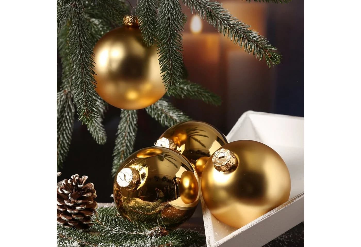 MARELIDA Weihnachtsbaumkugeln Gold 10cm 4er Set - Bild 4