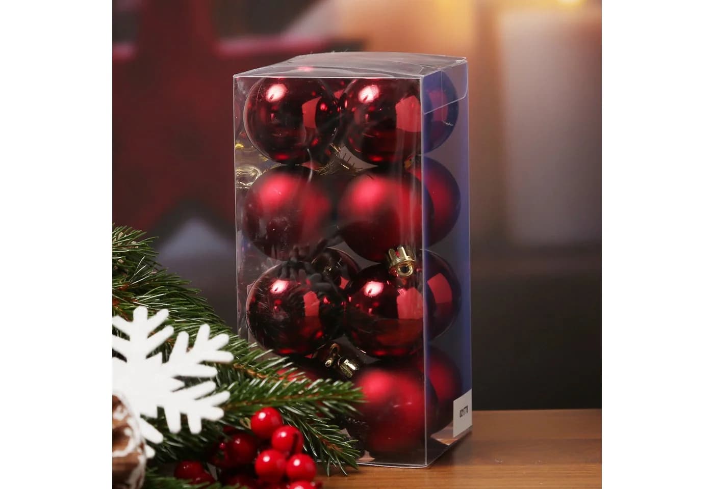 MARELIDA Weihnachtsbaumkugel 16er Set Weinrot Kunststoff