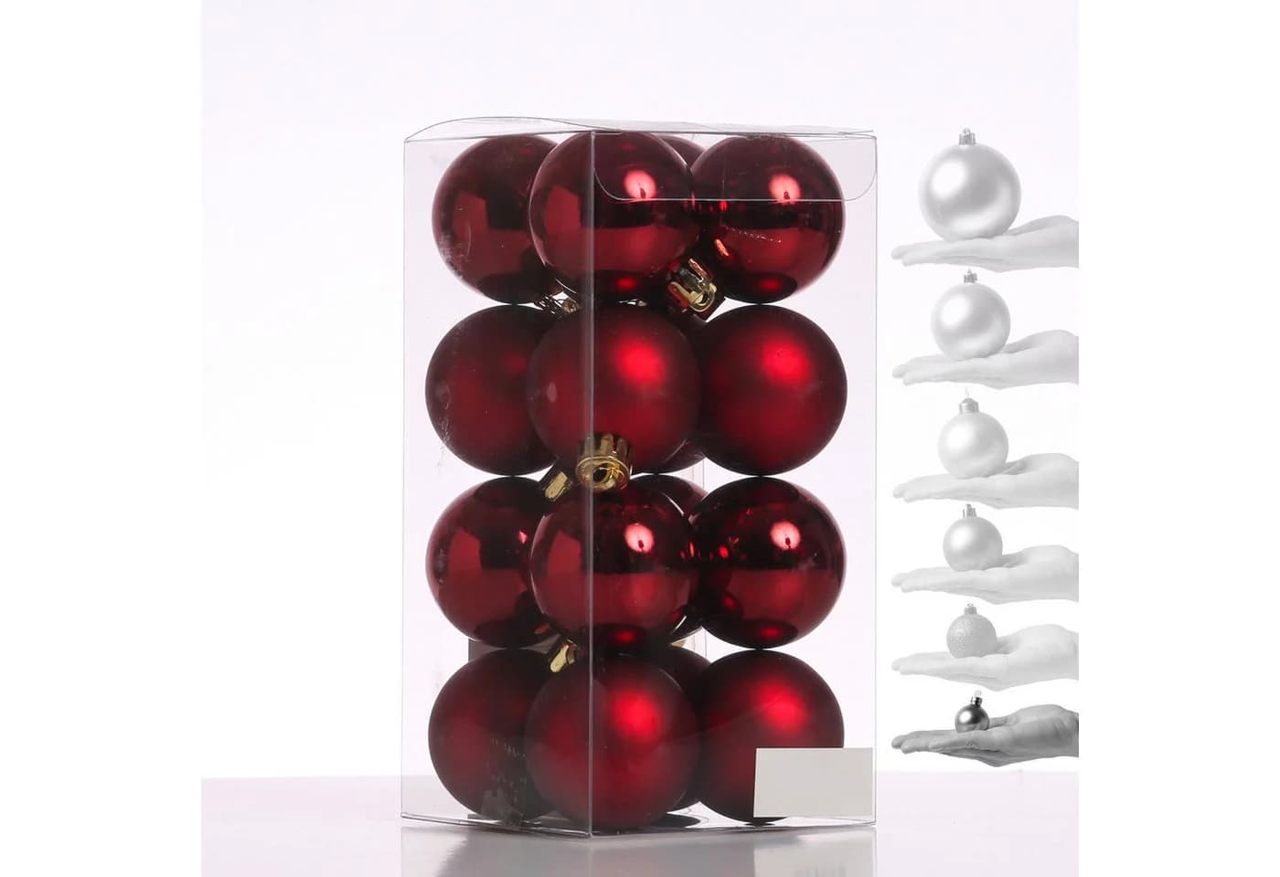 MARELIDA Weihnachtsbaumkugel 16er Set Weinrot Kunststoff - Bild 3
