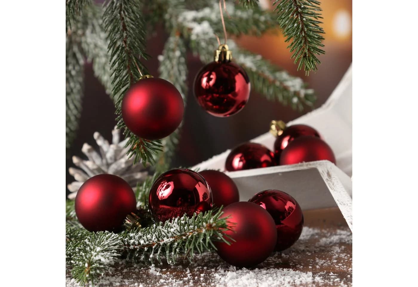 MARELIDA Weihnachtsbaumkugel 16er Set Weinrot Kunststoff - Bild 4
