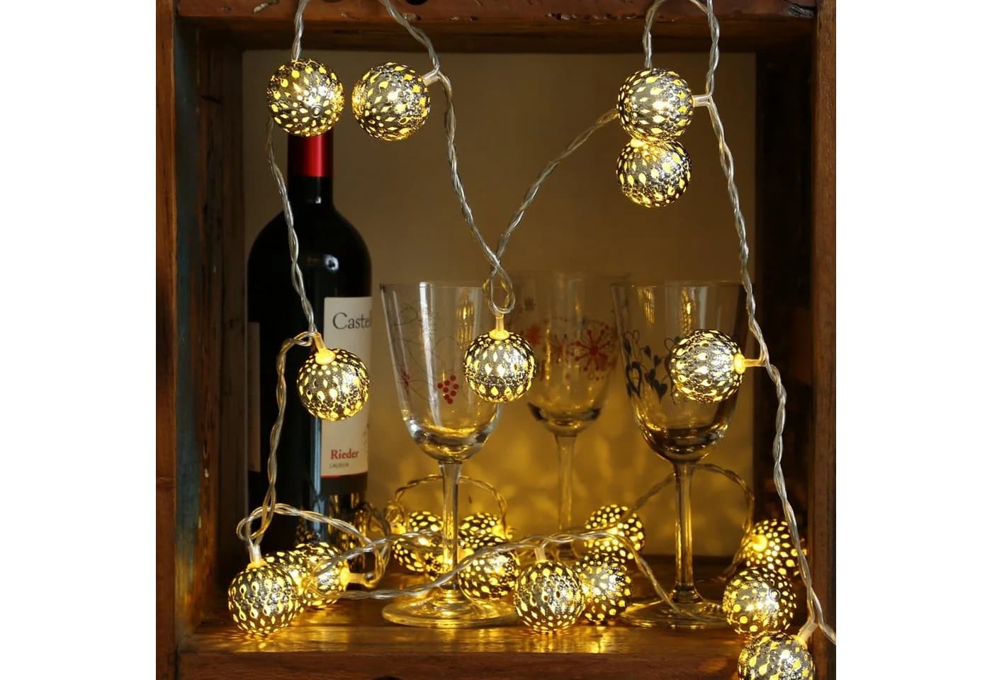 MARELIDA LED-Lichterkette 20 Metallkugeln Silber