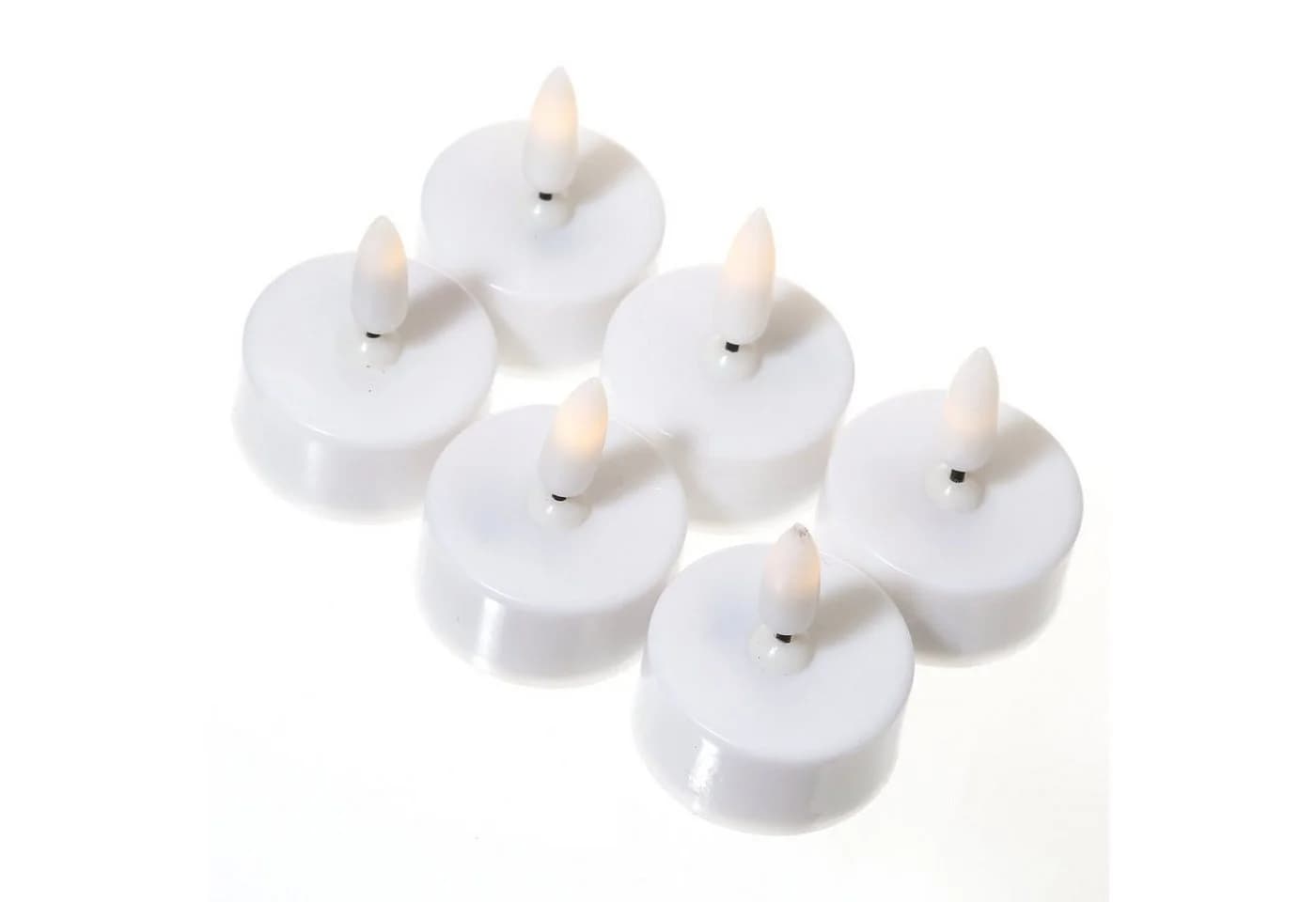 MARELIDA LED-Teelichter 6er Set Weiß Flackernde 3D Flamme