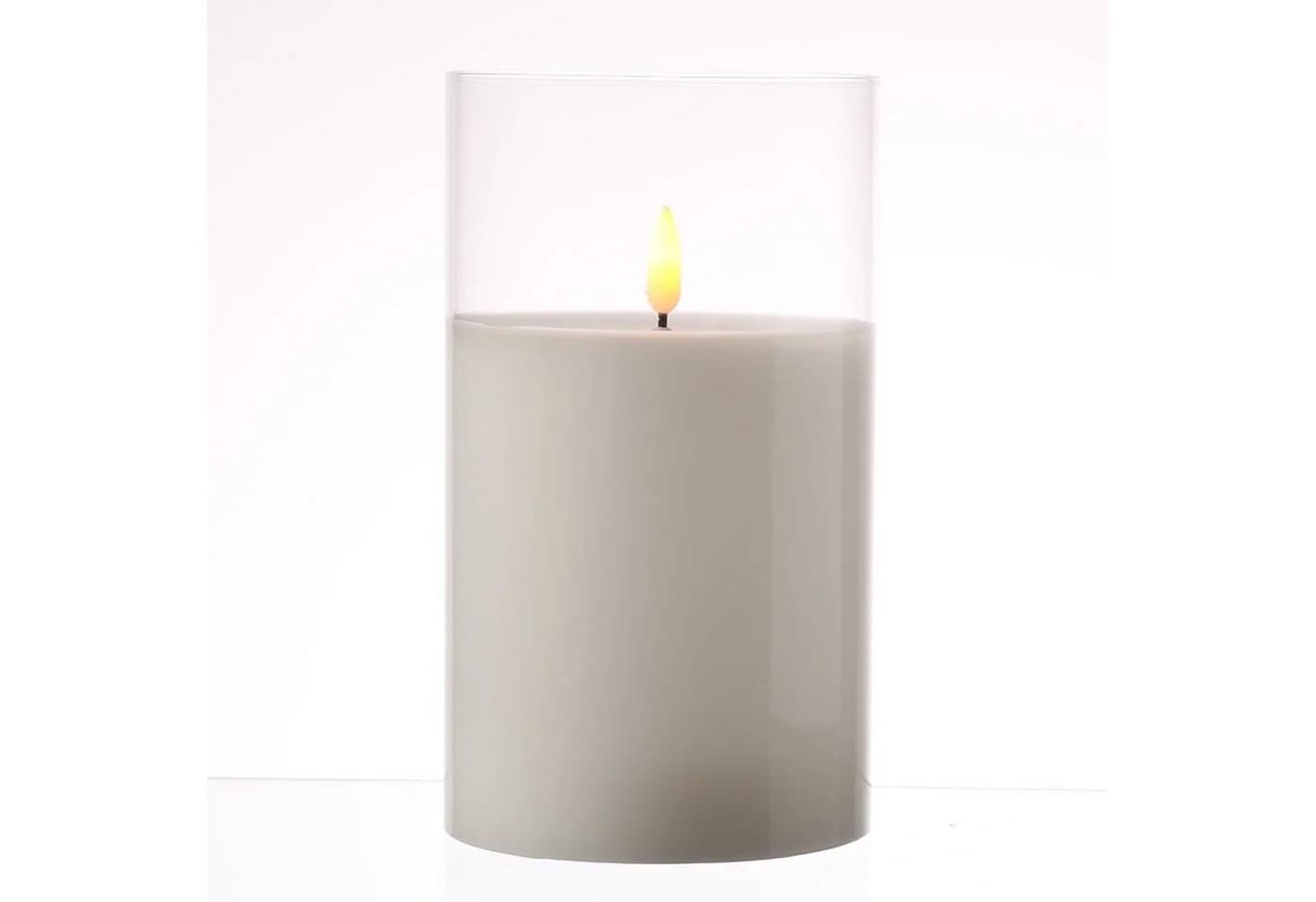 MARELIDA LED-Kerze im Glas Windlicht mit Timer und Echtwachs-Look