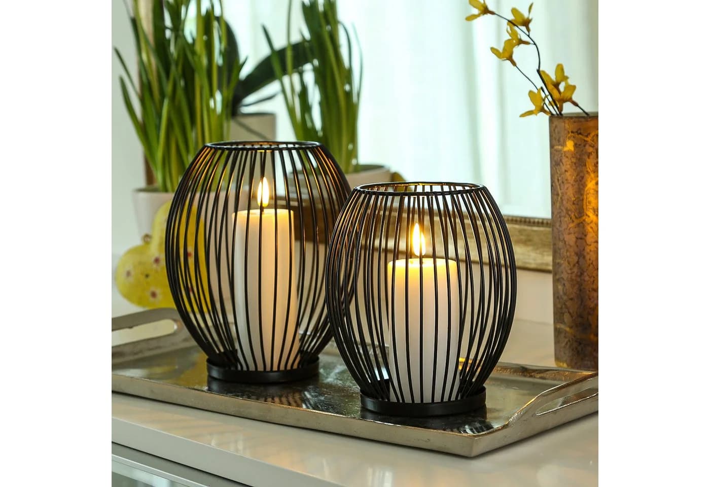 MARELIDA Windlicht Kerzenhalter Set 2er schwarz - Bild 2