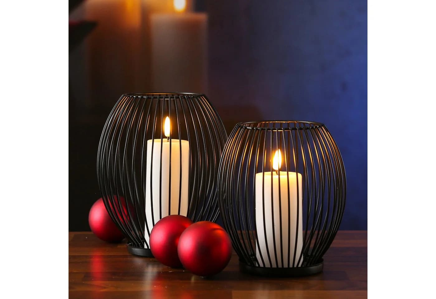 MARELIDA Windlicht Kerzenhalter Set 2er schwarz - Bild 4
