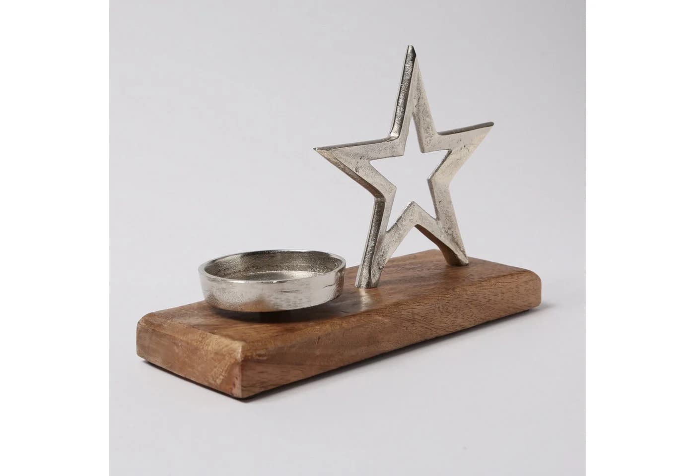 MARELIDA Teelichthalter STERN Kerzenhalter Aluminium Mangoholz - Bild 5