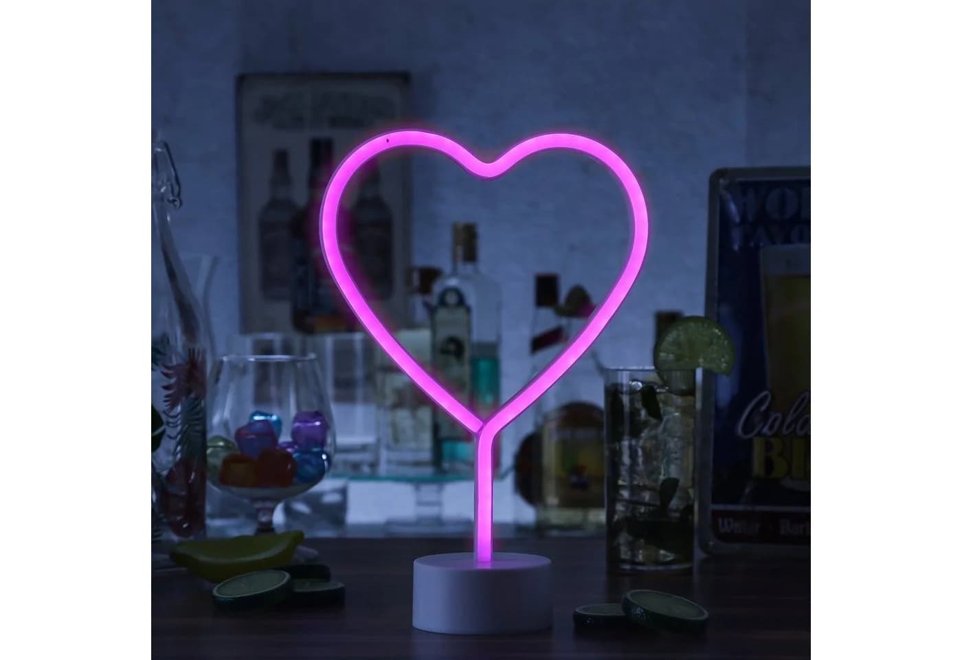 SATISFIRE LED Neonlicht Herz Pink Dekoleuchte Batterie USB - Bild 3