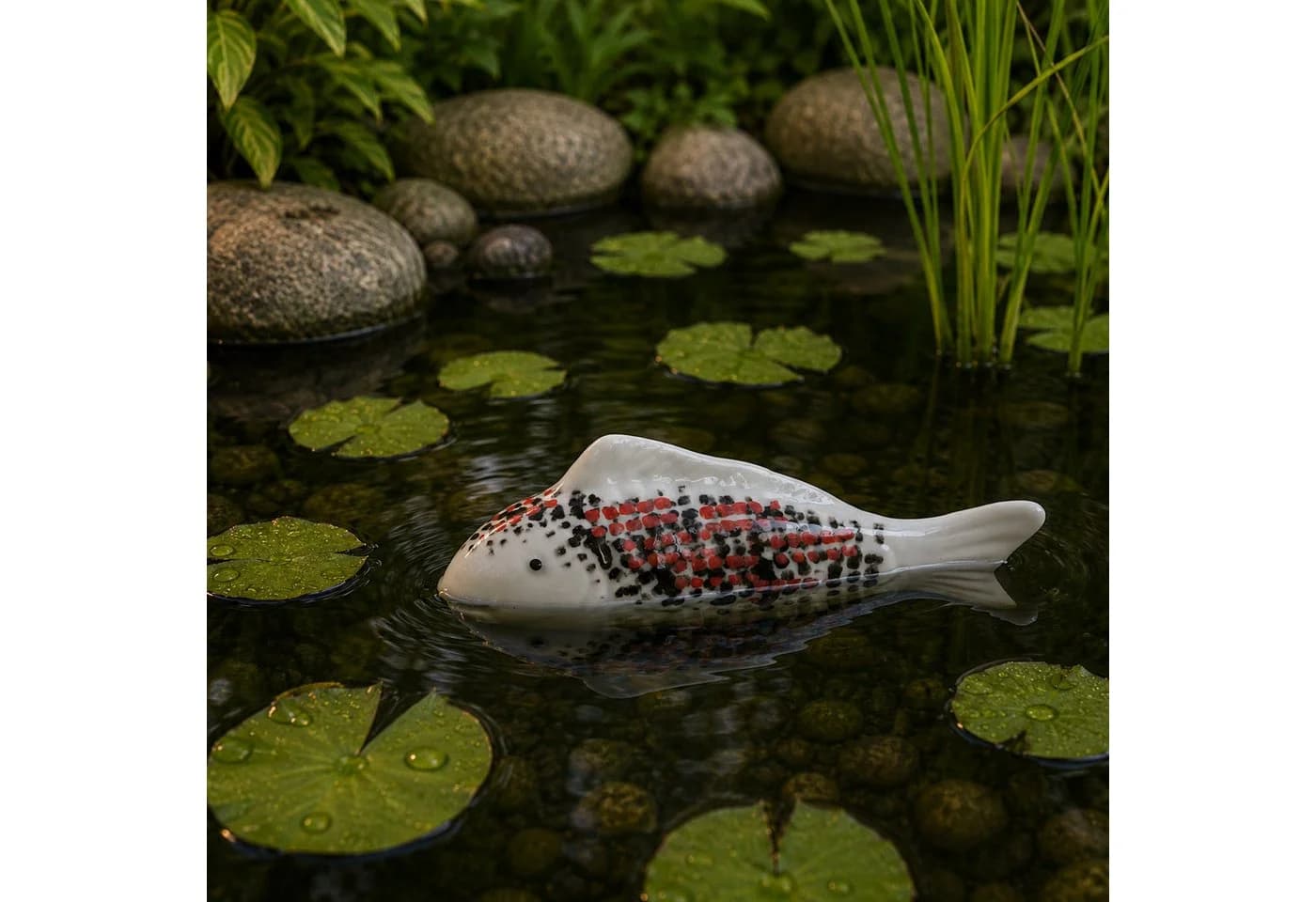 MARELIDA Dekofigur schwimmender Fisch Teichdeko Koi Porzellan - Bild 3