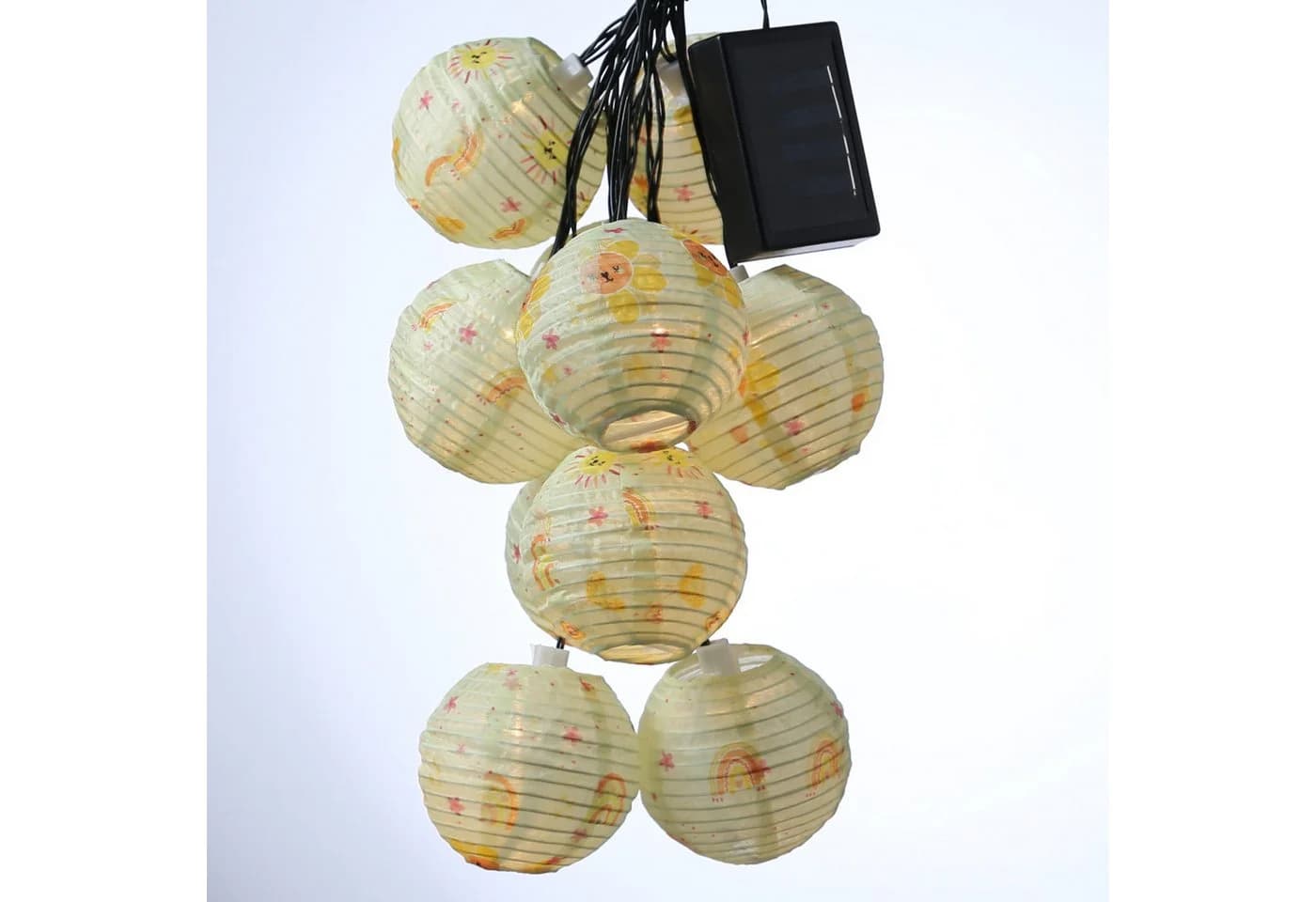 MARELIDA LED Solar Lichterkette SUNNY 10 Lampions Gelb