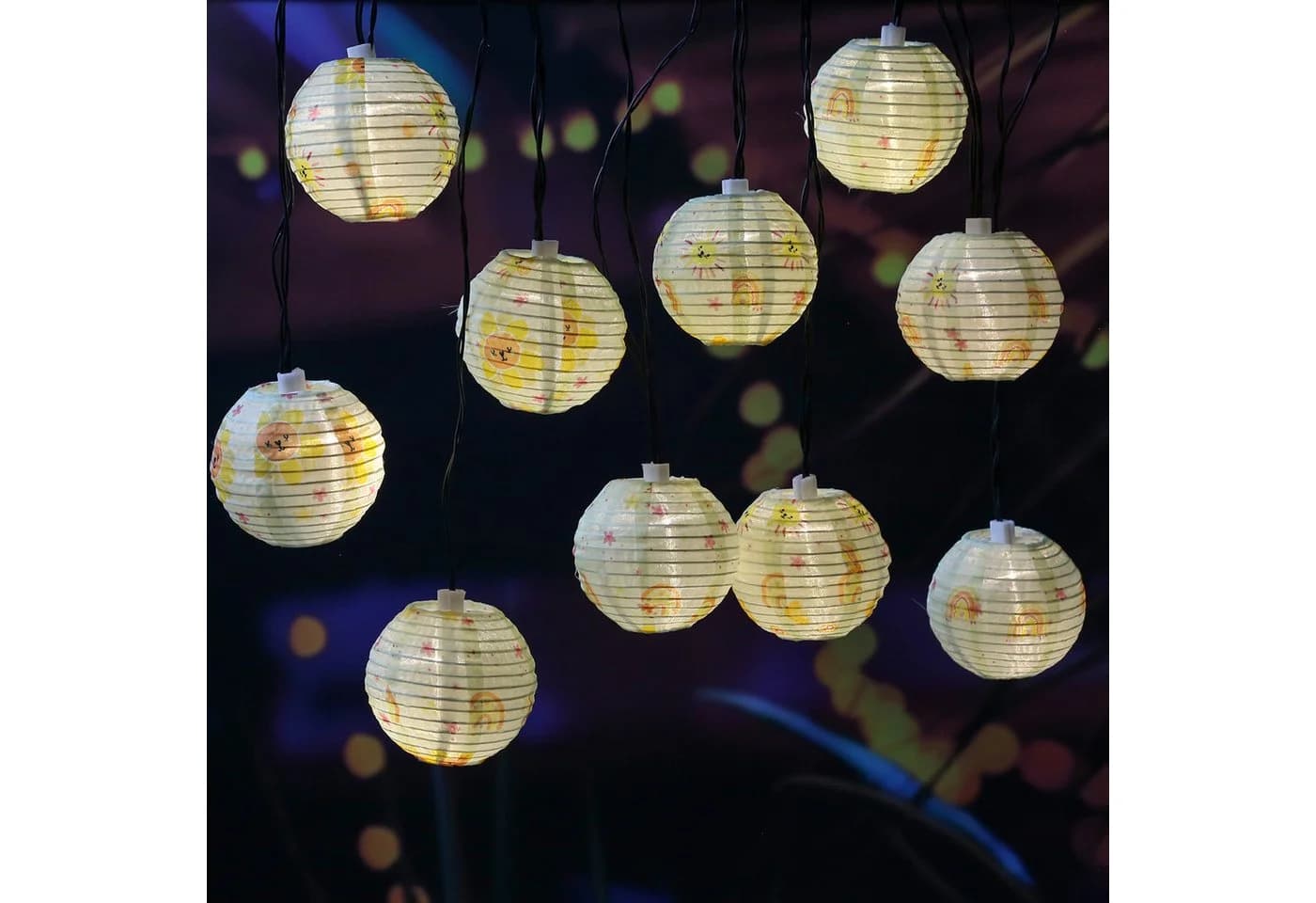 MARELIDA LED Solar Lichterkette SUNNY 10 Lampions Gelb - Bild 2