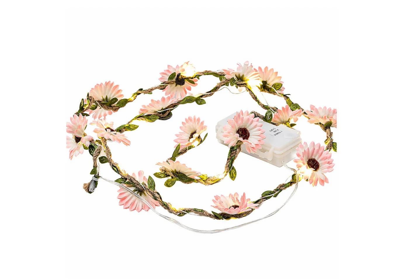 MARELIDA LED-Lichterkette Rosa Blumen mit Timer
