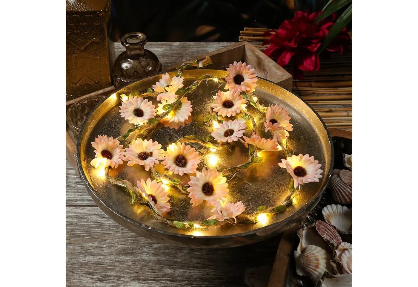 MARELIDA LED-Lichterkette Rosa Blumen mit Timer - Bild 2