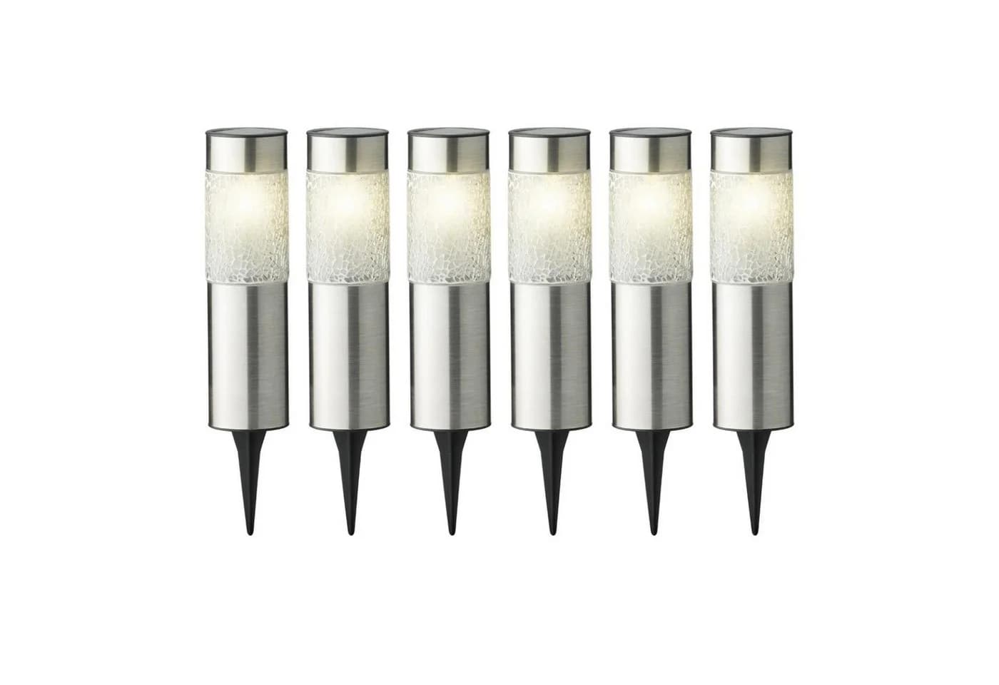 MARELIDA LED Solarleuchte Mosaik Edelstahl 6er Set Silber - Bild 2