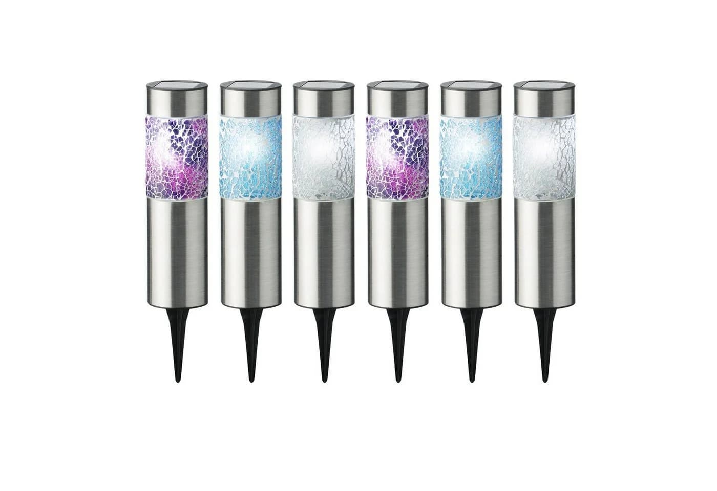 MARELIDA LED Solarleuchte Mosaik Edelstahl 6er Set