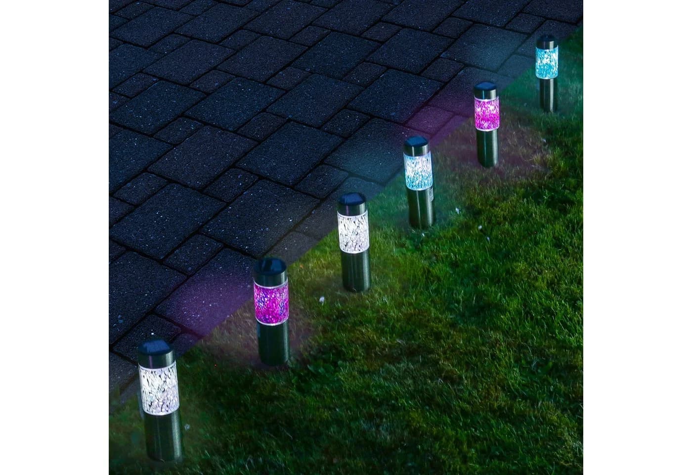 MARELIDA LED Solarleuchte Mosaik Edelstahl 6er Set - Bild 2