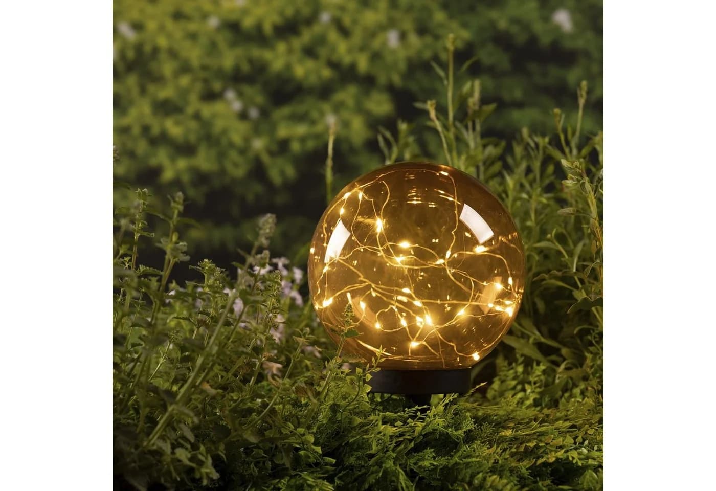 MARELIDA LED Solarleuchte Kugel bernstein mit Drahtlichterkette - Bild 4