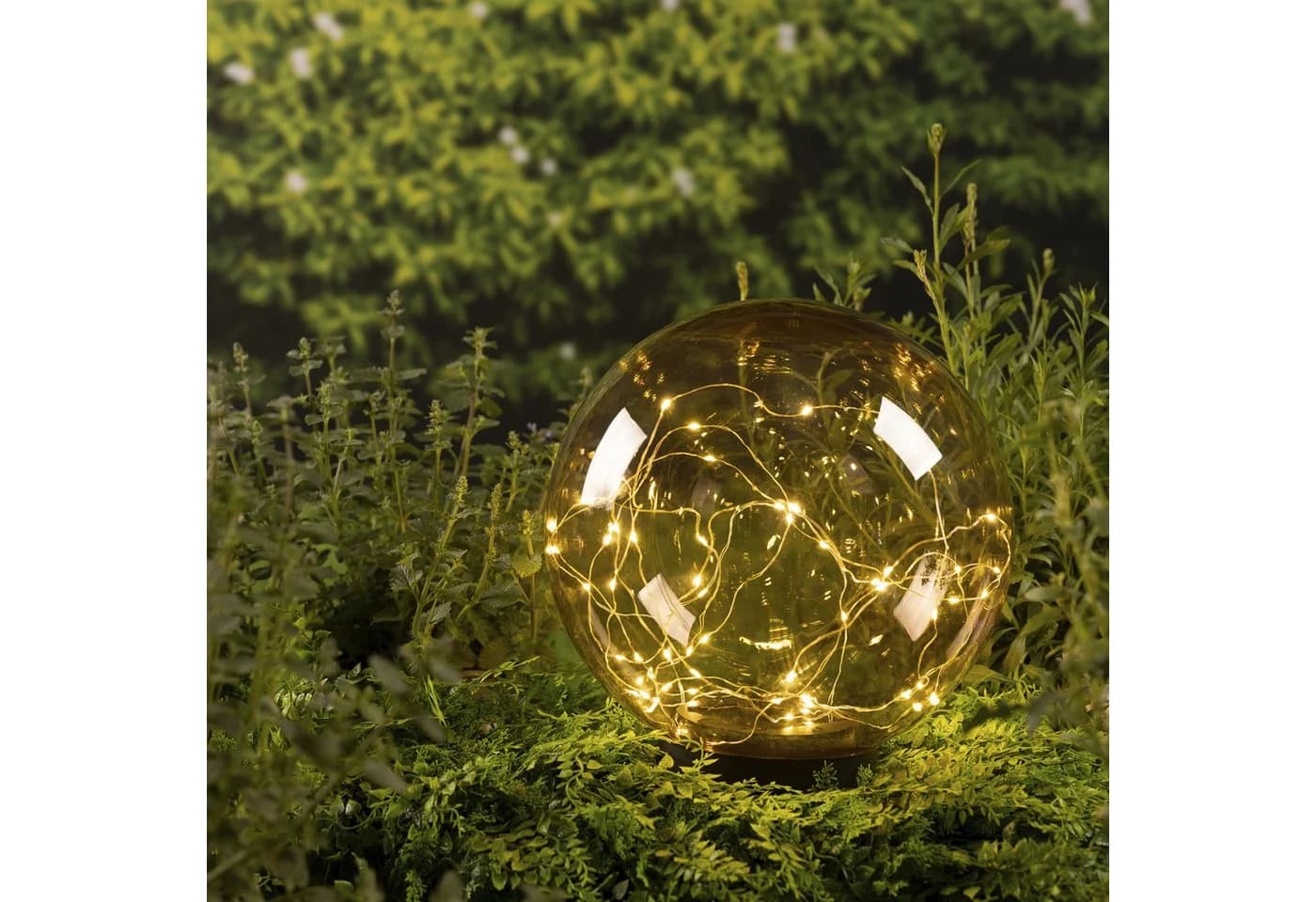 MARELIDA LED Solar Kugel Gartenleuchte bernstein mit Erdspieß - Bild 4