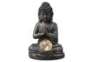 MARELIDA LED Solar Buddha Gartenfigur mit Glaskugel Grau Bild 1