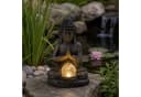 MARELIDA LED Solar Buddha Gartenfigur mit Glaskugel Grau Bild 2