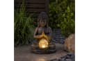 MARELIDA LED Solar Buddha Gartenfigur mit Glaskugel Grau Bild 3