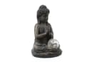 MARELIDA LED Solar Buddha Gartenfigur mit Glaskugel Grau Bild 4