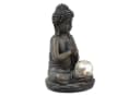 MARELIDA LED Solar Buddha Gartenfigur mit Glaskugel Grau Bild 5
