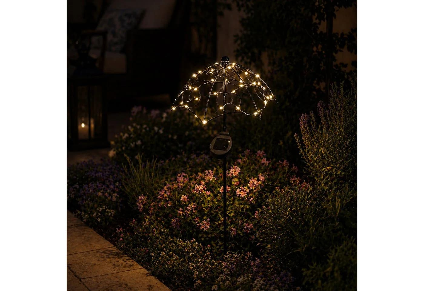 MARELIDA LED Solar Gartenstecker Sonnenschirm Schwarz 35 LEDs - Bild 3