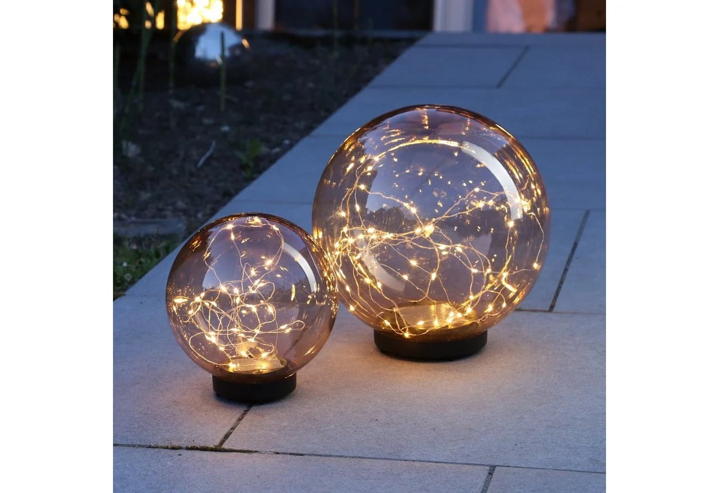 MARELIDA LED Solar Kugellampe 2er Set Bernstein Warmweiß - Bild 2