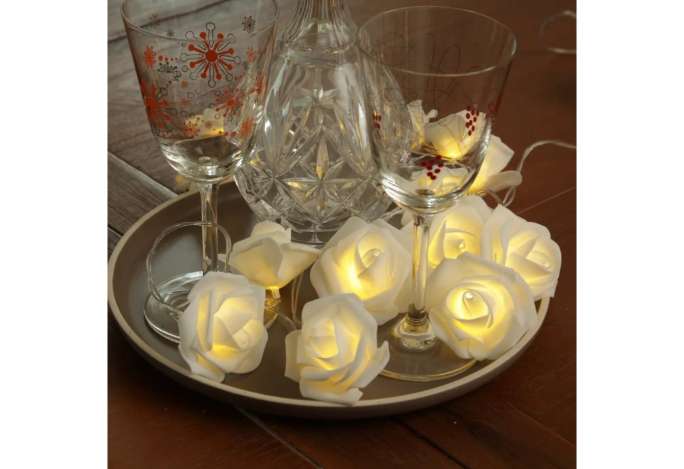 MARELIDA LED-Lichterkette 10 weiße Rosen mit Timer - Bild 3