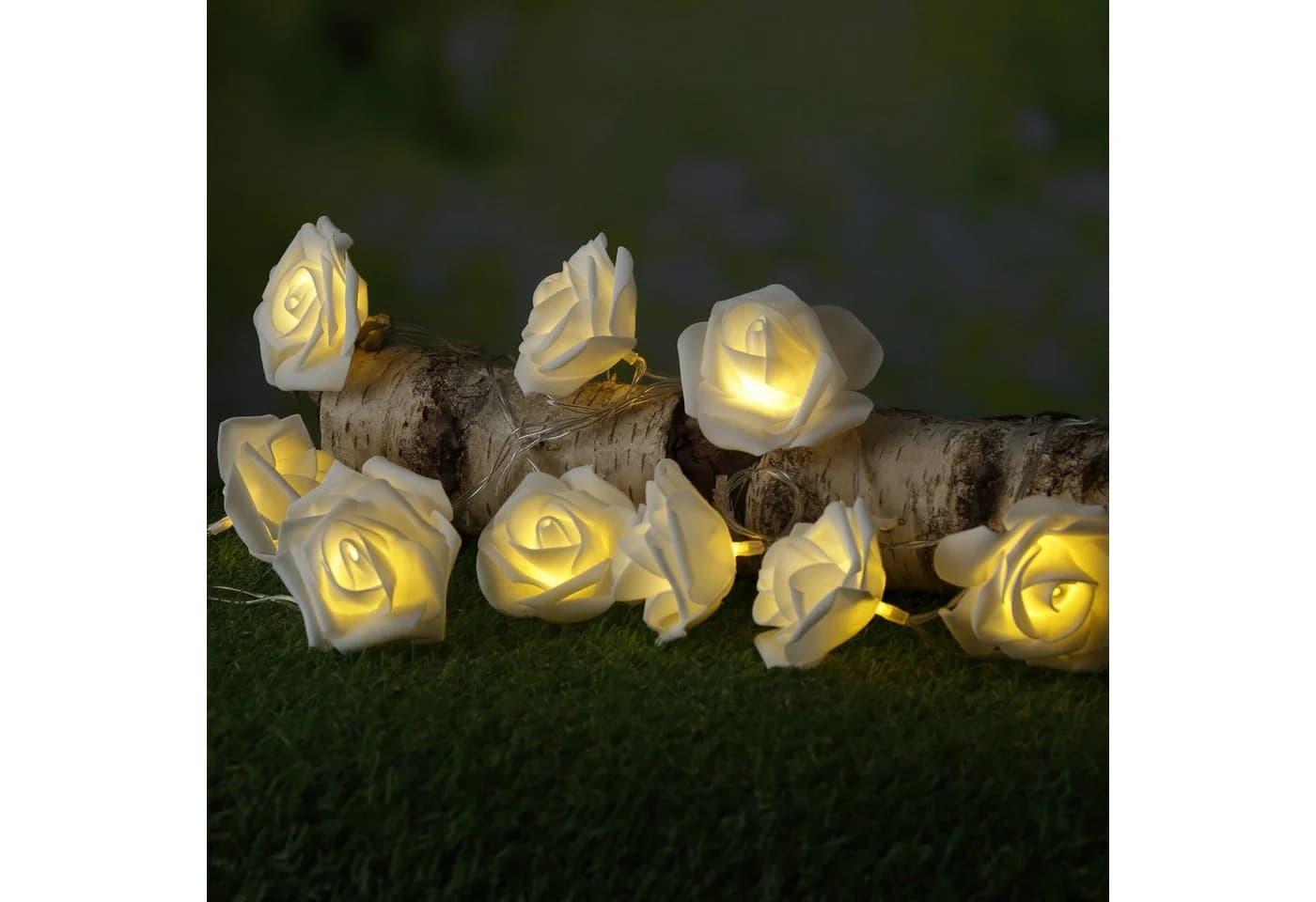 MARELIDA LED-Lichterkette 10 weiße Rosen mit Timer - Bild 4