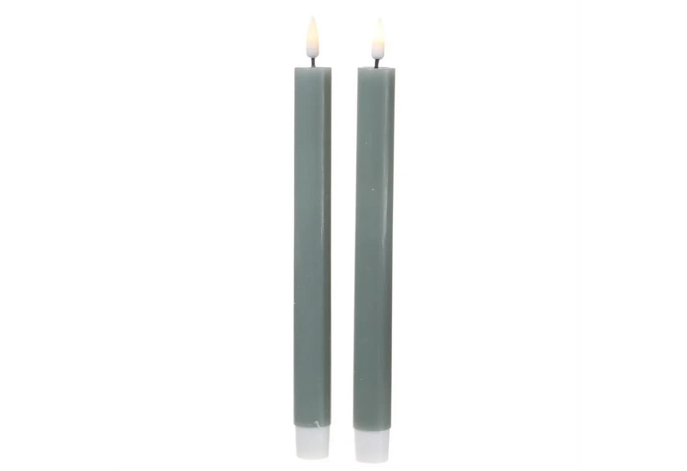 Deluxe Homeart LED-Stabkerze Mia Echtwachs Salbeigrün 24cm - Bild 2